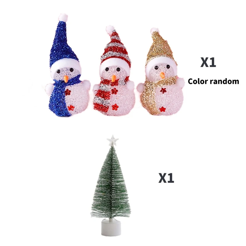 Festival LED Multi Color Christmas Tree Ornament and Crystal Snowman Decoration