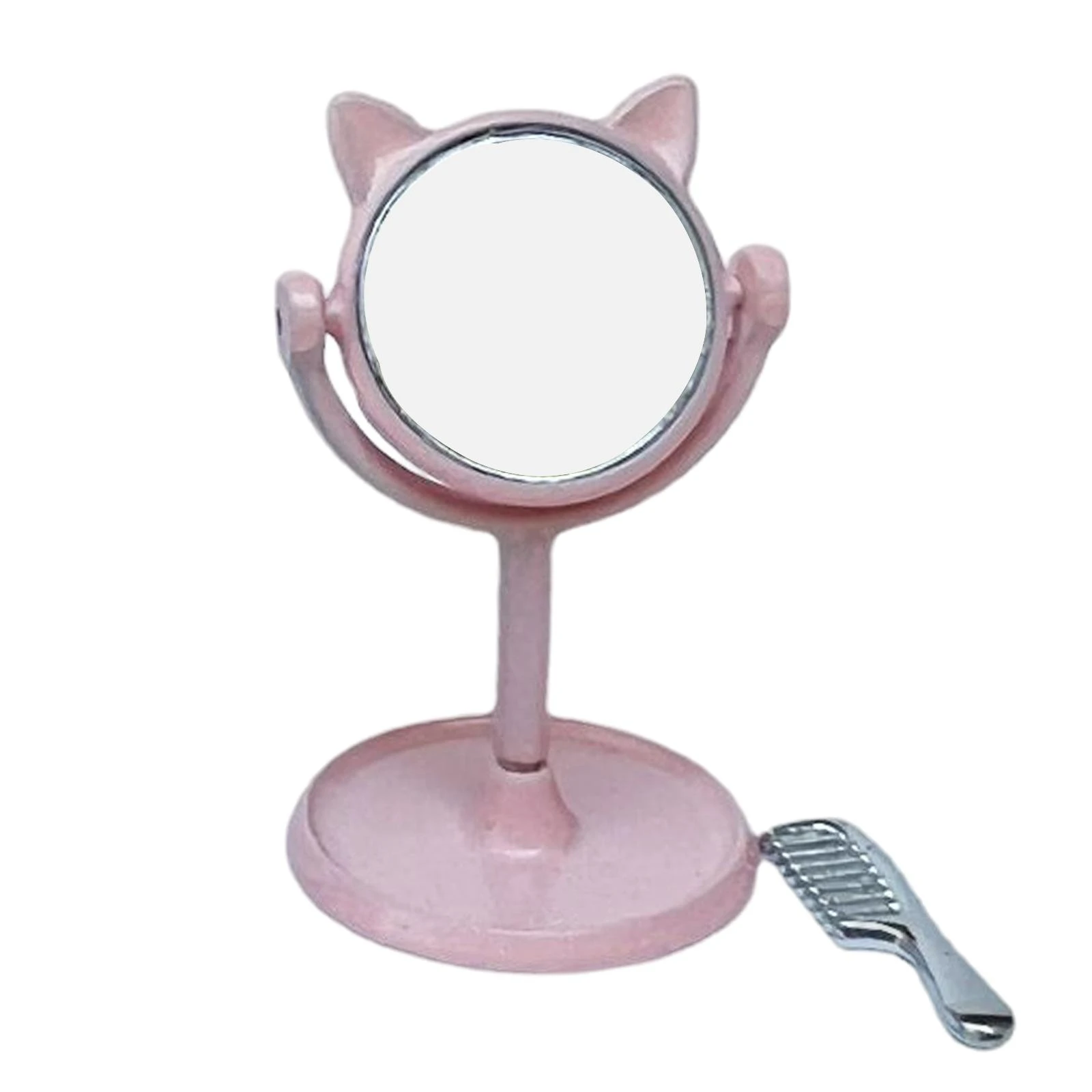 

1:12 Scale Dressing Mirror Kawaii Mini Doll Miniature Bedroom Model Furniture Decor Accessories Pink