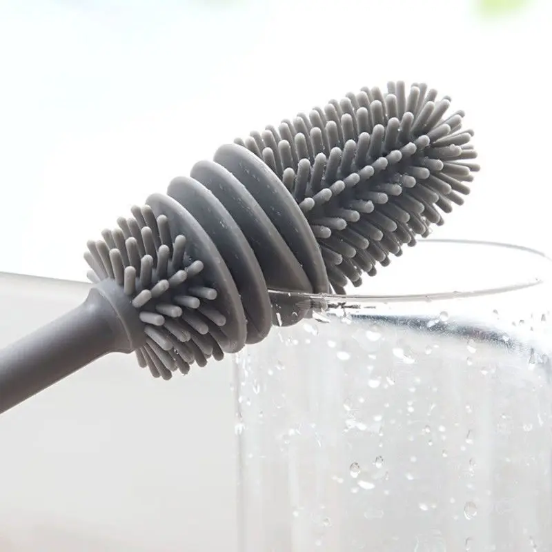 Copo de silicone escova copo purificador de vidro ferramenta de limpeza da cozinha alça longa bebida garrafa de vidro copo de limpeza escova