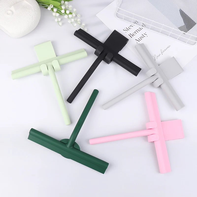 Window Glass Shower Squeegee Wiper Silicone Scraper Cleaner Brush Long Handle Bathroom Mirror Wiper Scraper Cleaning Accessories