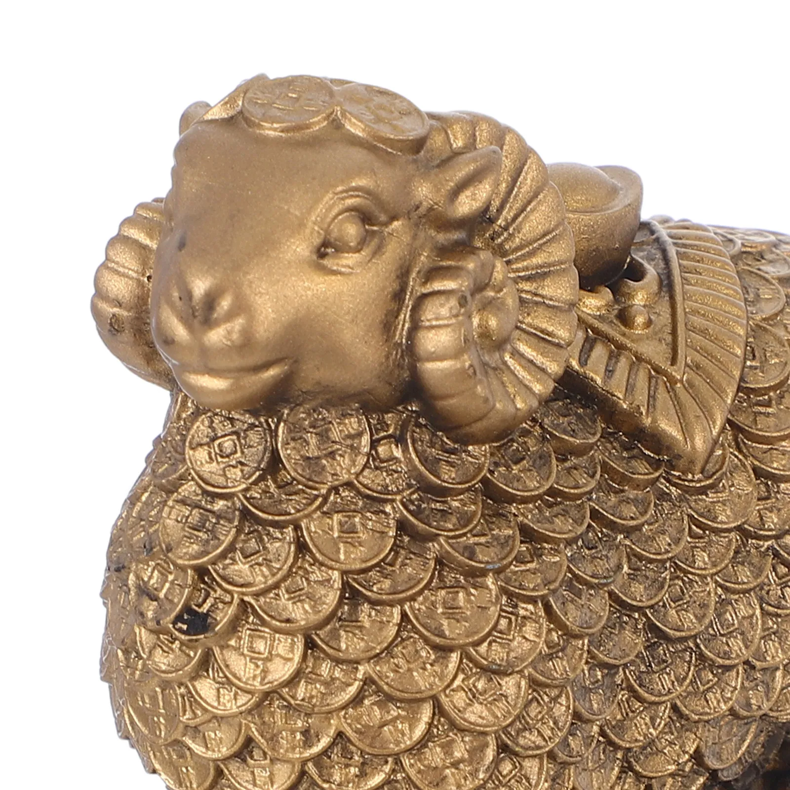 Resin Sheep Statue Chinese Zodiac RAM Coin Ingot Home Decor Office Desk Wealth Lucky Feng Shui Shelf Ornament Business Gift