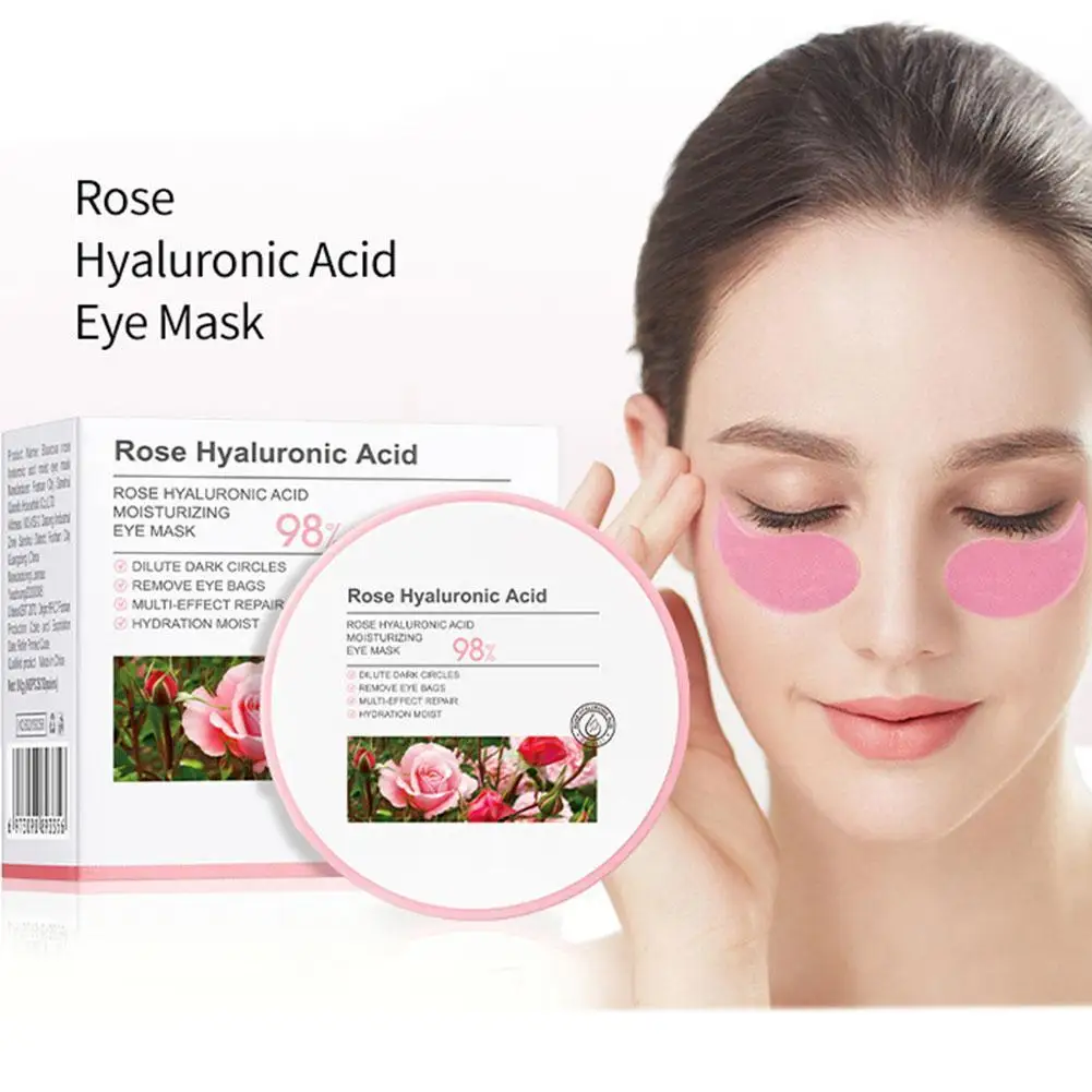 30Pairs Rose Hyaluronic Acid Eye Mask Moisturizing Skin Bags Puffiness Brighten Care Anti-Wrinkle Eye Dark Nourish Circles U1A2