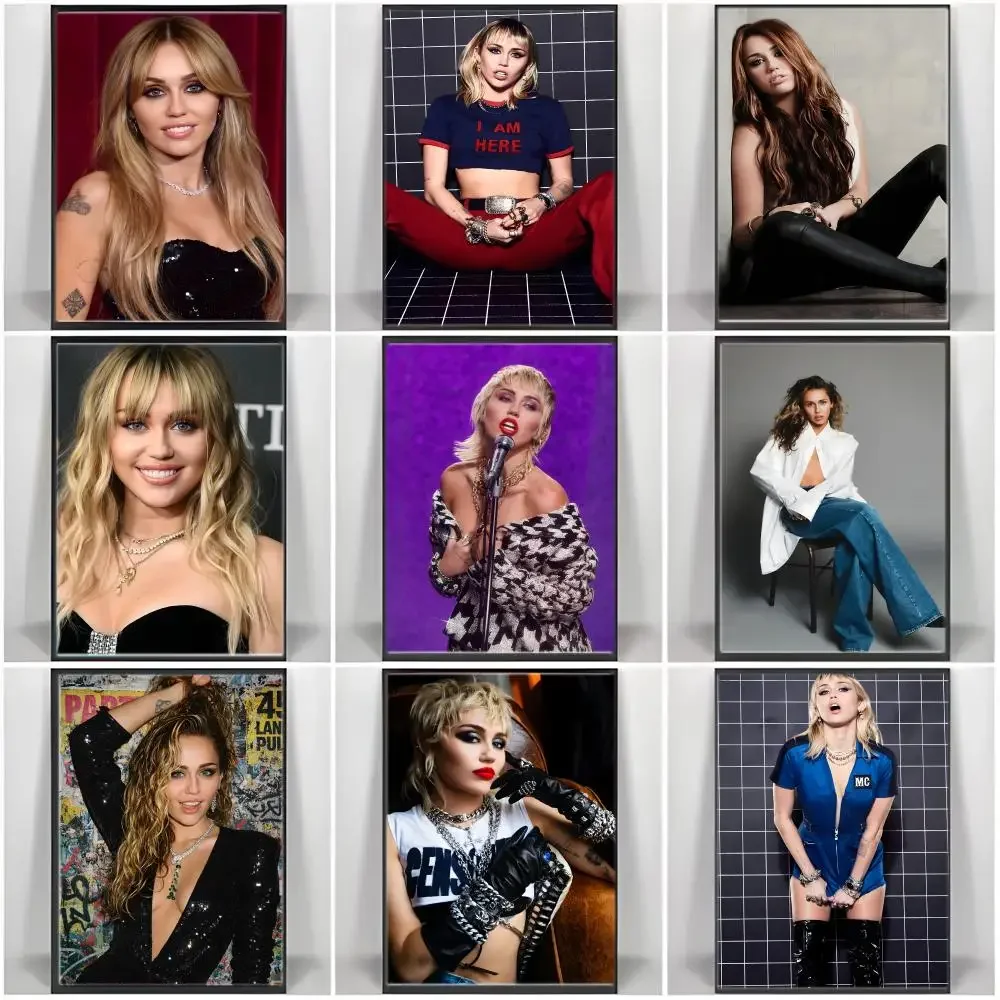 Star M-Mileys Cyruss Poster Self-adhesive Art Waterproof Paper Sticker Coffee House Bar Room Wall Decor