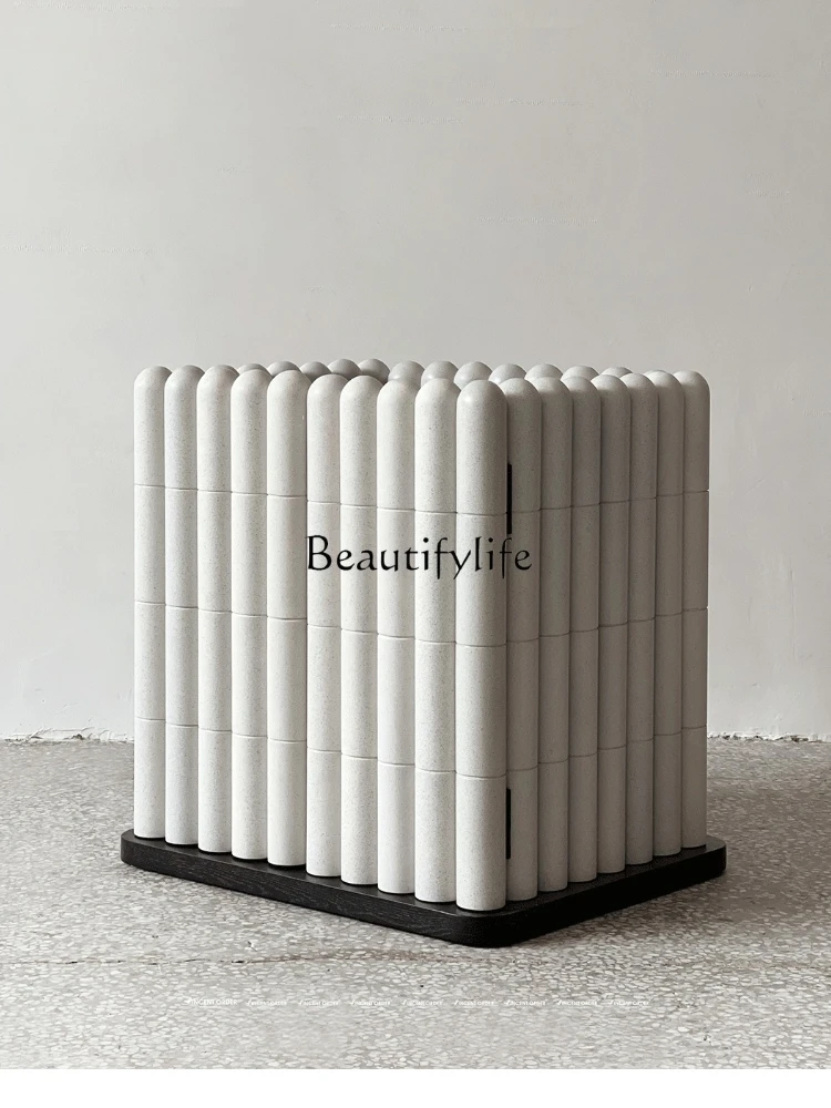 4*Modern minimalist creative design solid wood stick bedside table Italian minimalist home bedroom Nordic simple cabinet