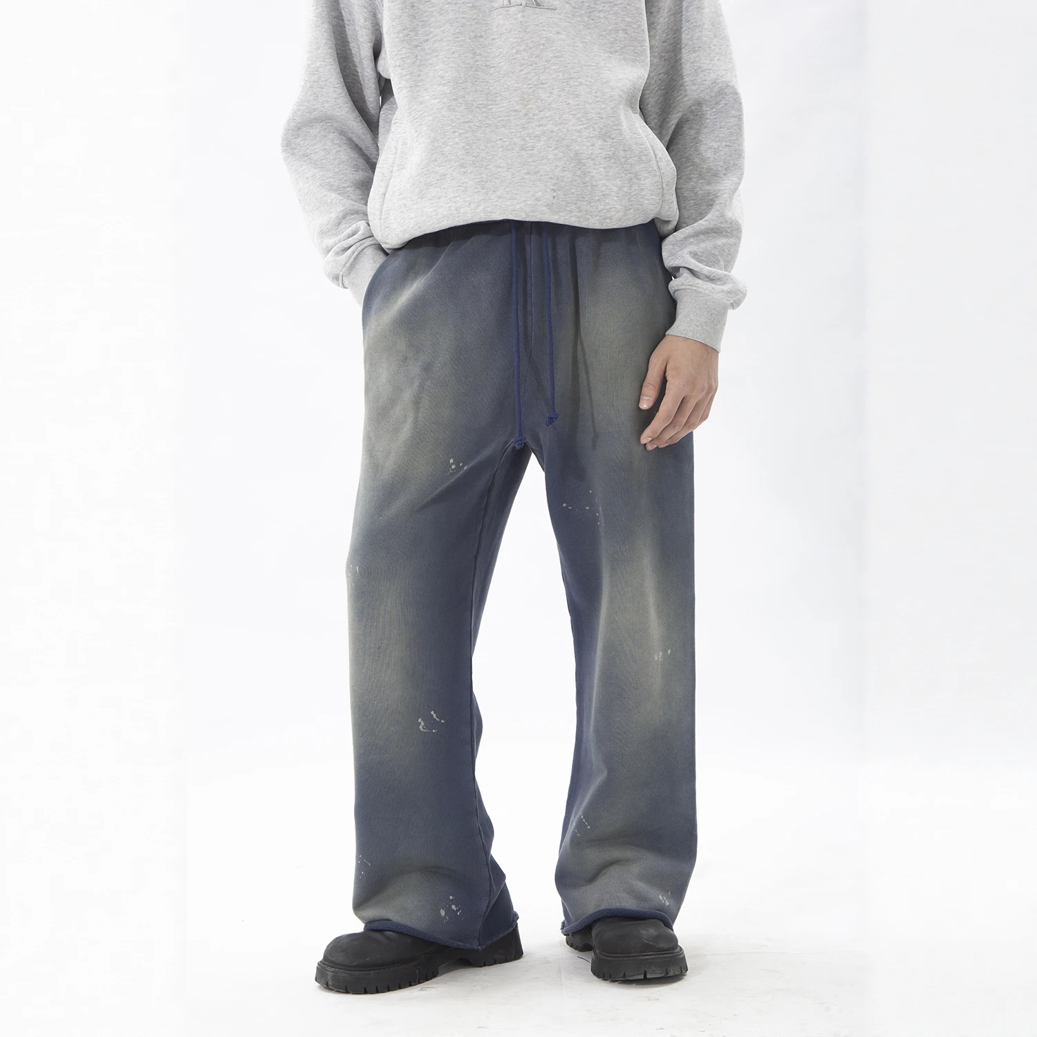 

Мужские винтажные спортивные брюки BOW с широкими штанинами и манжетами, окрашенные, из хлопка, молодежные, повседневные, прямого кроя