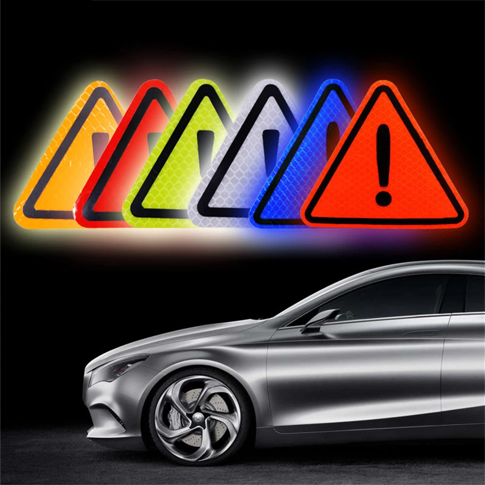 Car Reflective Triangle Warning Sticker Rear Tail Bodywork Safety Sticker Automotie Motorcycle Decoration Decal Accessories