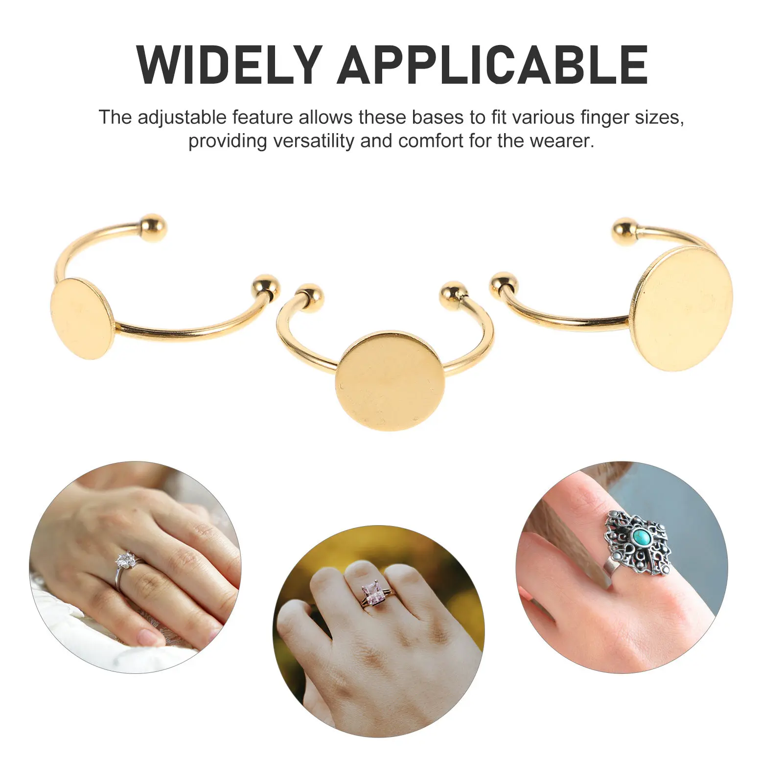 30pcs Stainless Steel Adjustable Blank Ring Bases Flat Bezel Settings for Jewelry Making DIY Craft Supplies