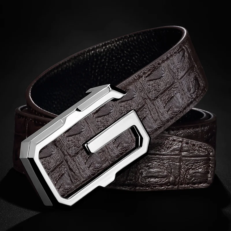 High Quality Fashion g Belt Luxury Men\'s Designer Leather Belt Classic Grey Shoulder Straps Gentleman Casual Leather Belt