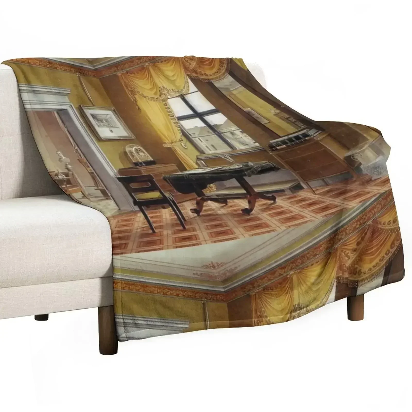 

Biedermeier era Zimmerbild...Berlin, circa 1825 Throw Blanket manga Softest Luxury St Large Blankets