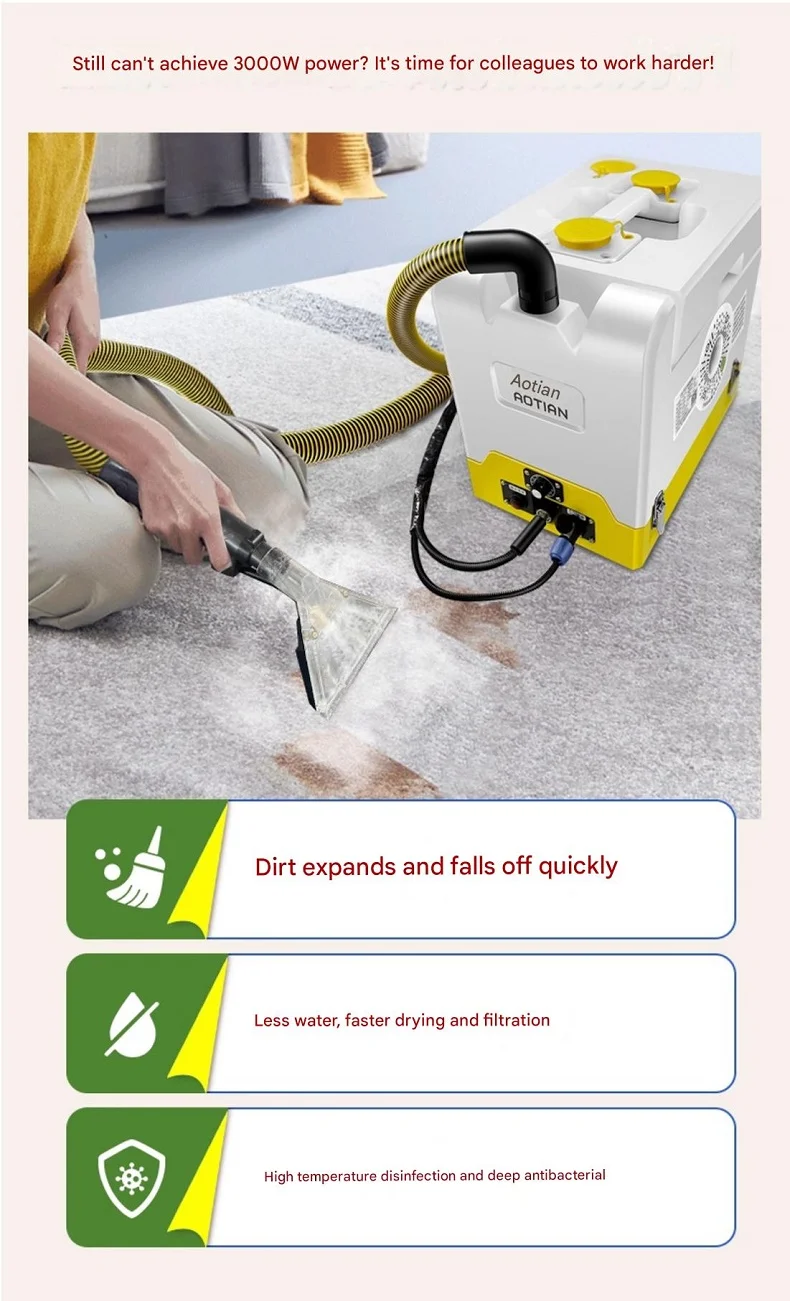 Hochtemperatur-Dampfsofa-Vorhang, Teppich, Matratze, Stoff, Anti-Milben-Spray und Saugkraft, integrierte kommerzielle Reinigungsmaschine – Detail 9