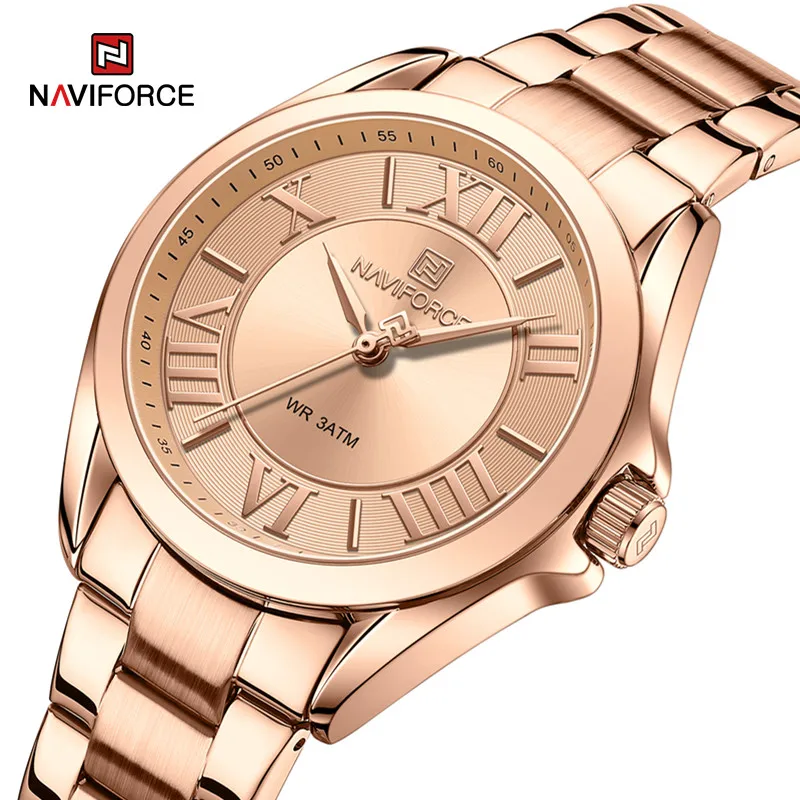 Top Brand NAVIFORCE Women Quartz Watches Luxury Fashion Waterproof Wristwatch Stainless Steel Band Girl Clock Girlfriend Gift