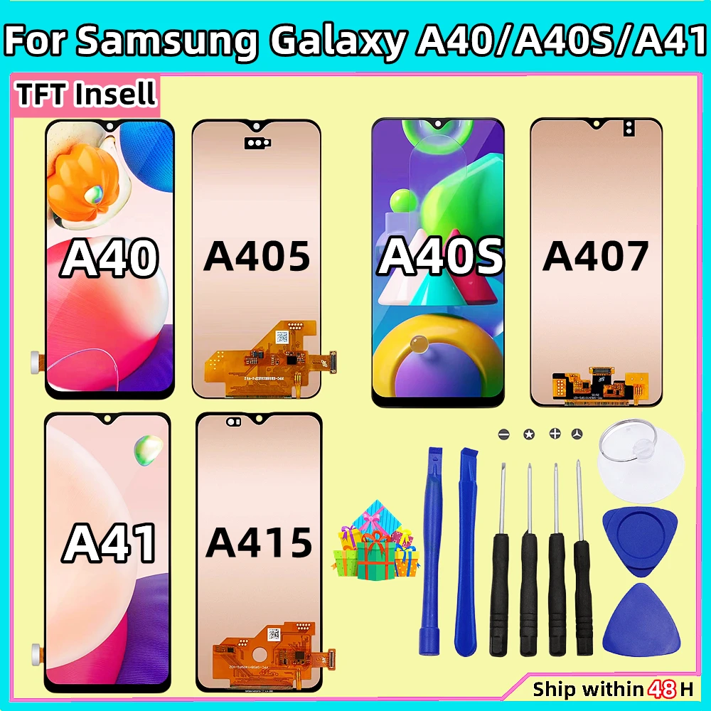 

ЖК-дисплей A40/A40S/A41 для Samsung Galaxy A40/A405F/A405FN, ЖК-дисплей с сенсорным экраном и дигитайзером в сборе для Samsung A407F/A415F