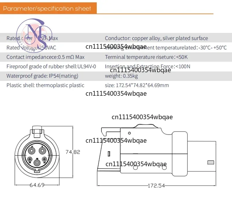 ZOCI-FOR-32A Type2 To Type1 EV Charging Adapter IEC 62196 J1772 AC Connector for Electric Vehicle