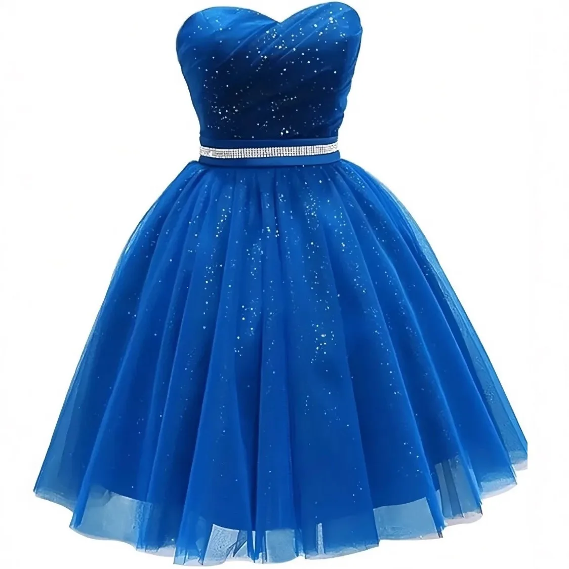 Sweetheart Short Tulle School Return Party Dress Sparkling Shoulder Bared Dance Cocktail Event Women's Fashionable Gown