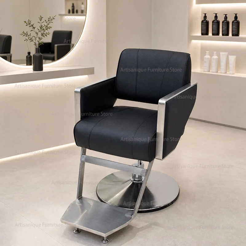 Reclining Styling Chair with Headrest Barber Chair Chrome Base Hair Salon Hair Salon Stylist Durable silla de peluquería