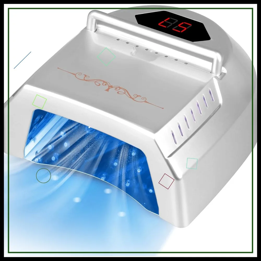 

Профессиональная беспроводная УФ/LED лампа для ногтей 72 Вт с вентилятором, 45 светодиодов для гель-лака, для салонного маникюра и педикюра