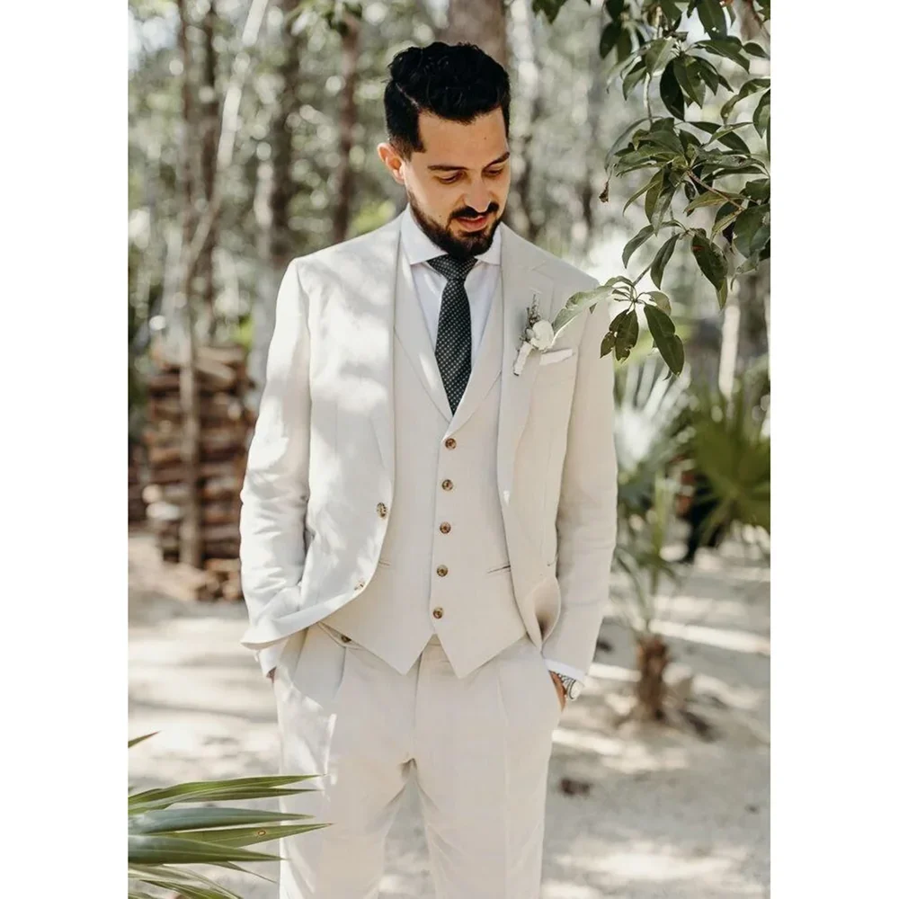 

Elegant Men Suits 3 Pieces Notch Lapel Single Breasted Wedding Groom Male Suit Prom Tuxedo Custom Formal Jacket+Vest+Pants