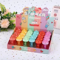 24Pcs Cute Colorful Summer Lip Oil Drink Bottle Shape Color Chaning Moisturizing Long Lasting Lip Gloss Lips Makeup Wholesale