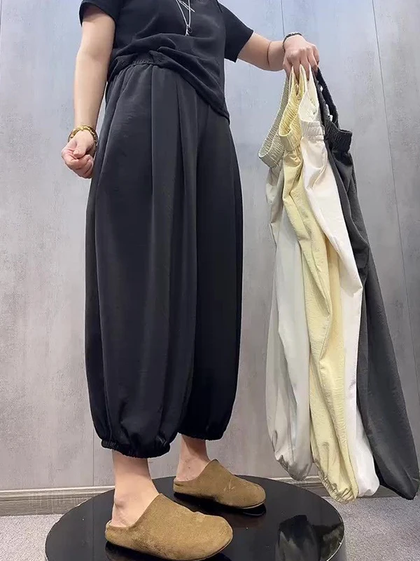 

plus Size Lantern Pants High Waist Wide Leg Loose Casual Thin Summer Women's Clothing Comfortable Breathable Skin-Friendly