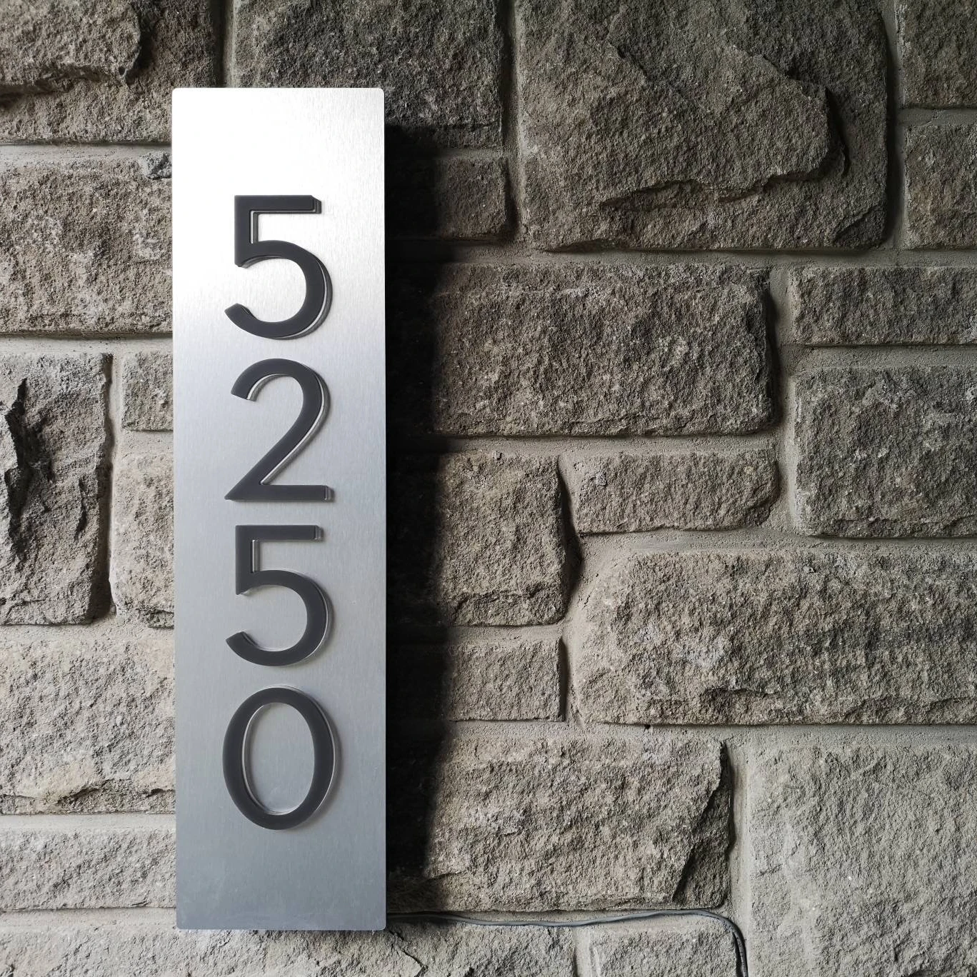 Metal brushed panel material LED home house number luminous sign outdoor decoration luminous lighting street address plate