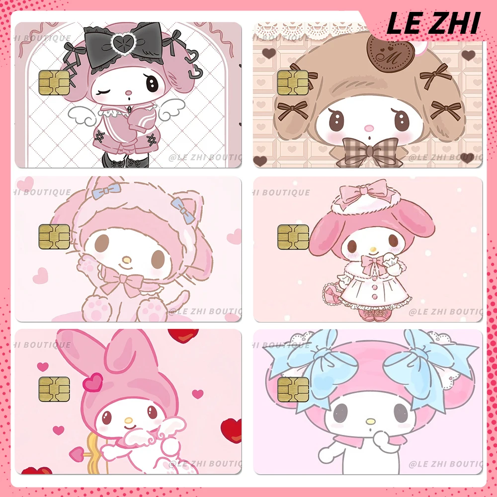 

Sanrio My Melody Bank Bus Metro Access Card Protective Film Sticker Pink Kawaii Cartoon Anime Shining Rainbow Stars Sticker Gift