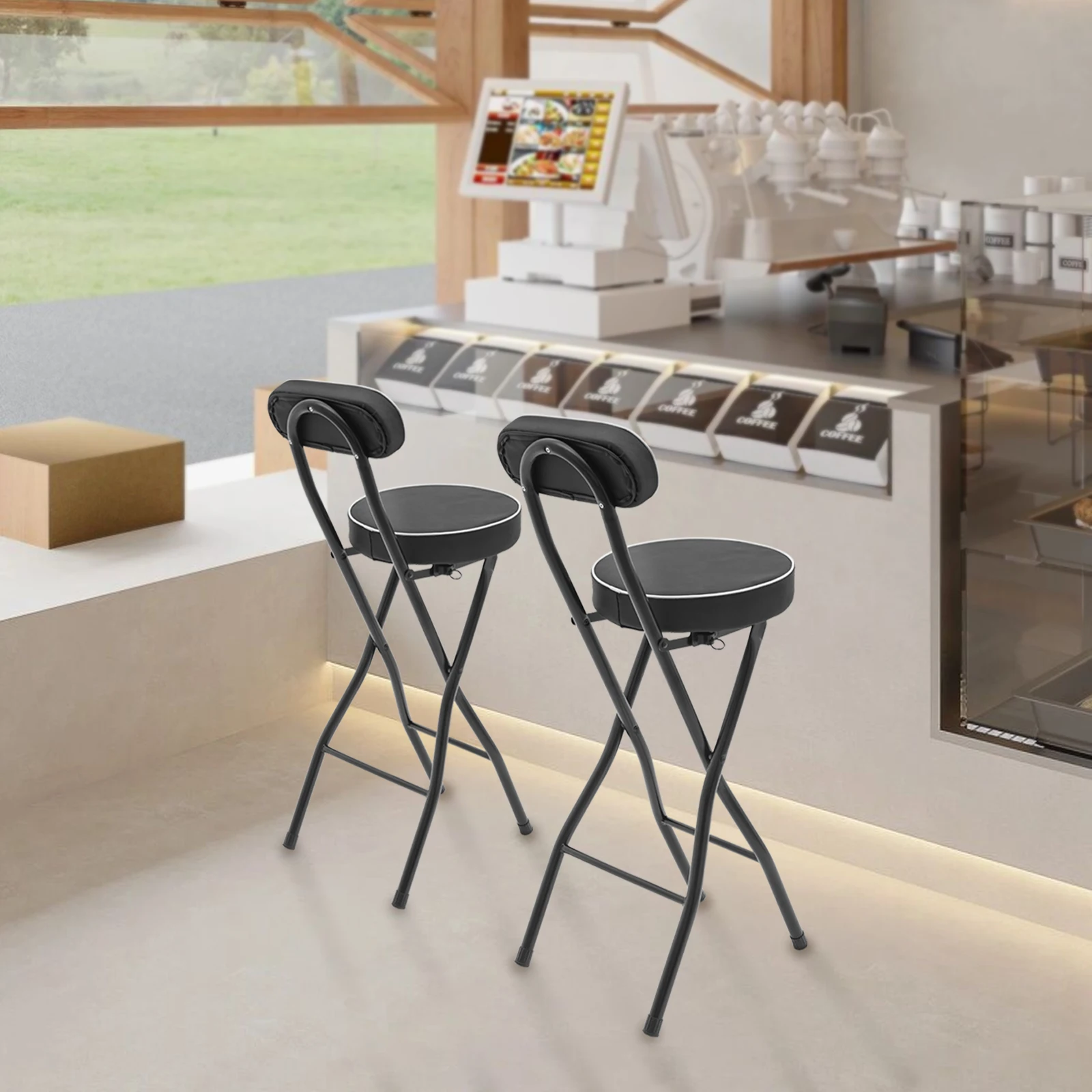 

Foldable High Chair - Folding Bar Chair 275lbs Capacity Portable Bar Stool, Dining Chair, for Home/Dining