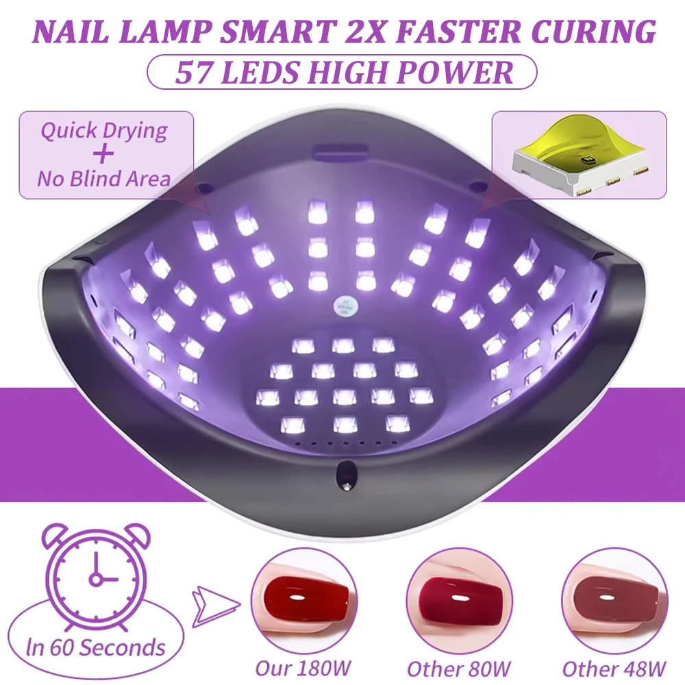 114W UV LED Nail Lamp Nail Dryer For Curing Gel Polish 57LEDS Nail Lamp With 4 Setting Timers Professional Gel Curing Lamp