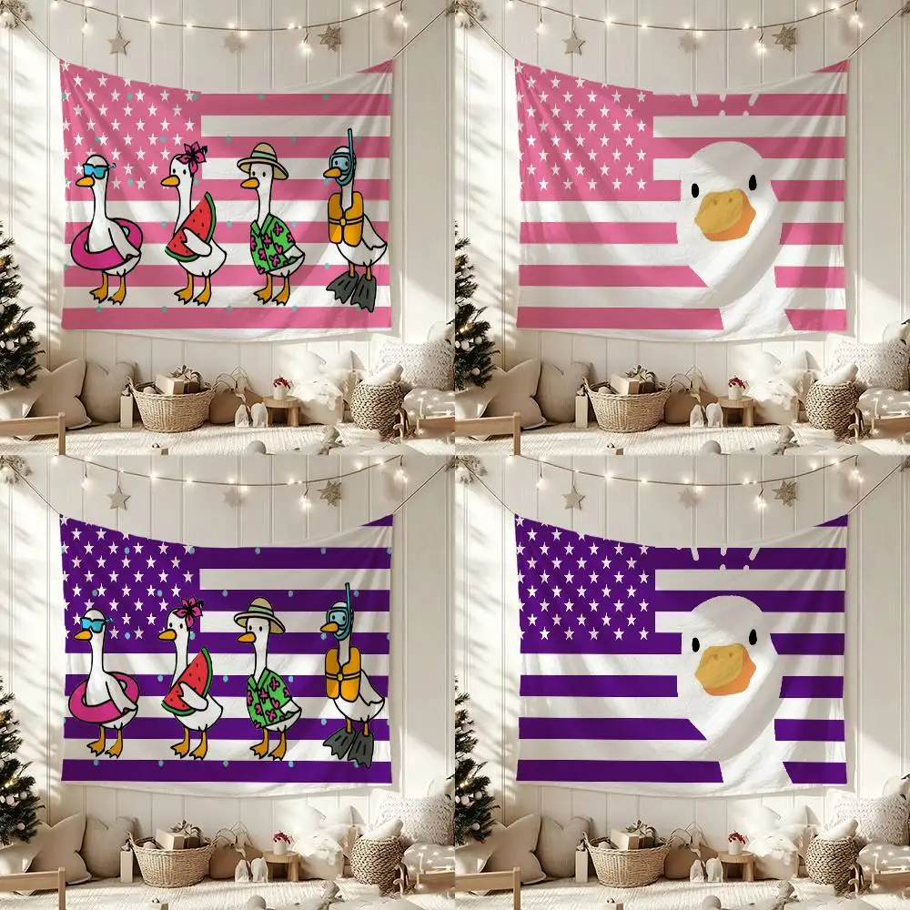 Cartoon Duck Goose Flag Digital Printing Banner for Garage Wall Out Door Decoration