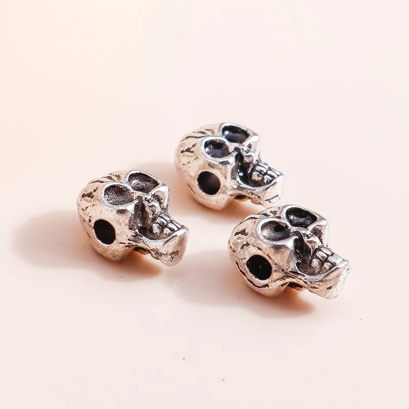 Leslie 15 Stück Legierung Skelett Halloween Schädel Kopf Charms Perlen Anhänger für Schmuckherstellung Tropfen Ohrringe Halsketten Armbänder DIY – Detail 2