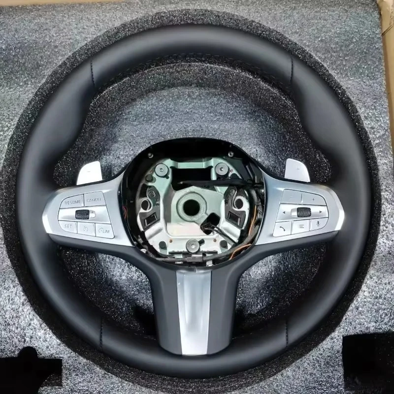 Sport Leather 3 Spoke Steering Wheel Assembly for 1 Series G20/G28/G22/G23/G30/G38/G01/G02/X3/X5/M3/M4/M5 Thick Grip Sporty