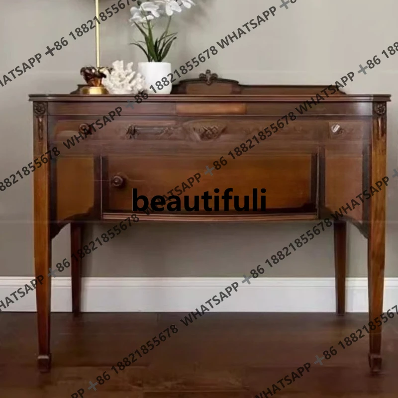 

French retro solid wood country antique locker living room decoration display cabinet small apartment