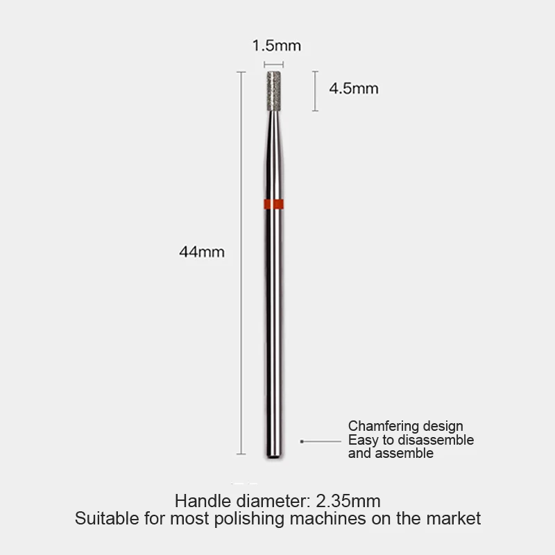 Punte per fresa unghie da 1,5 mm in acciaio al tungsteno, testa di levigatura elettrica per manicure, lucidatura, pulizia, strumento professionale per nail art da salone