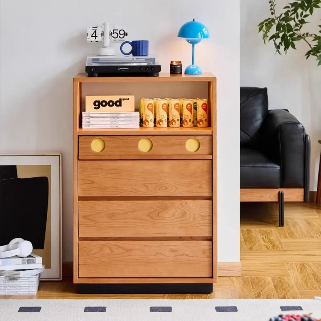 

Retro small apartment bedroom living room solid wood locker multi-functional storage cabinet