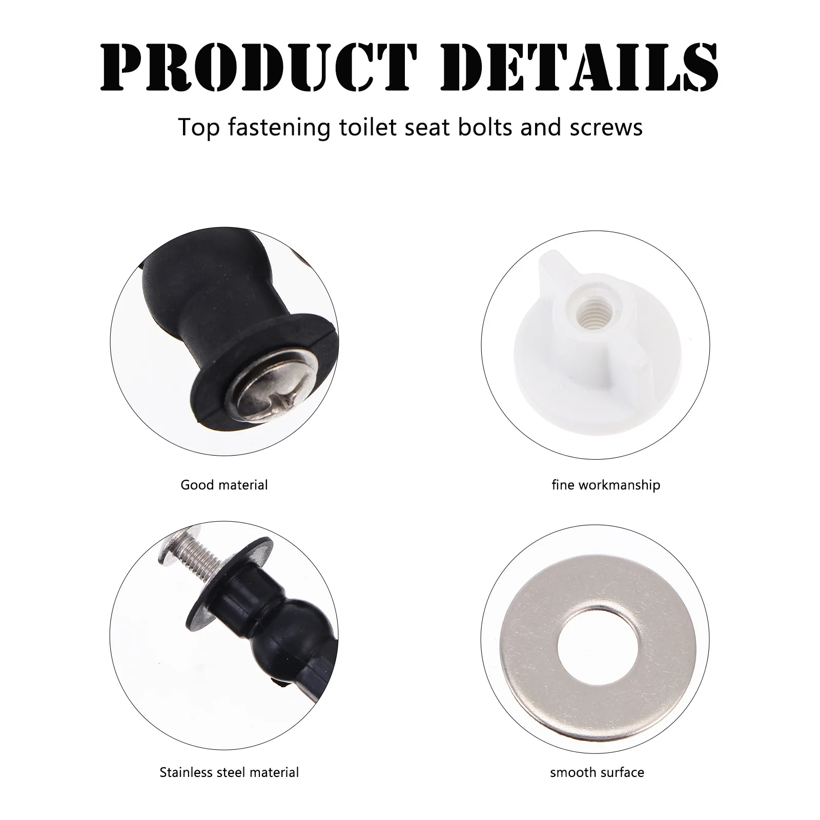 

1Set Toilet Seat Bolts Screws Premium Rubber Stainless Steel Universal Replacement Parts Installation Kit Toilet Seat Bolts