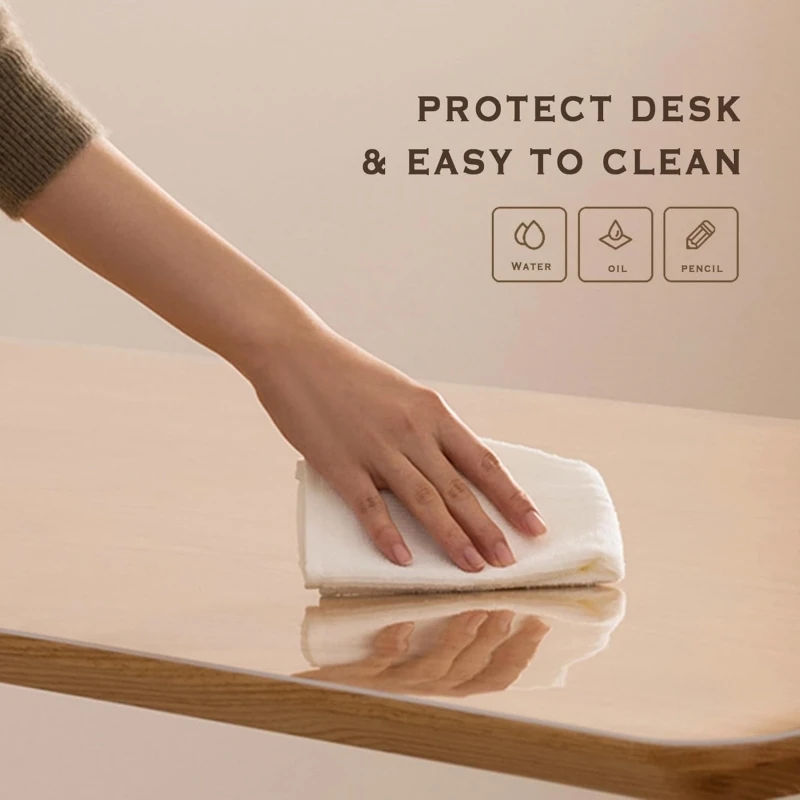 PVC Clear Desk Mat Pad Non-Slip Heat Resistant & Waterproof Writing Office Desk Table Protector for Home Table Cover Protector
