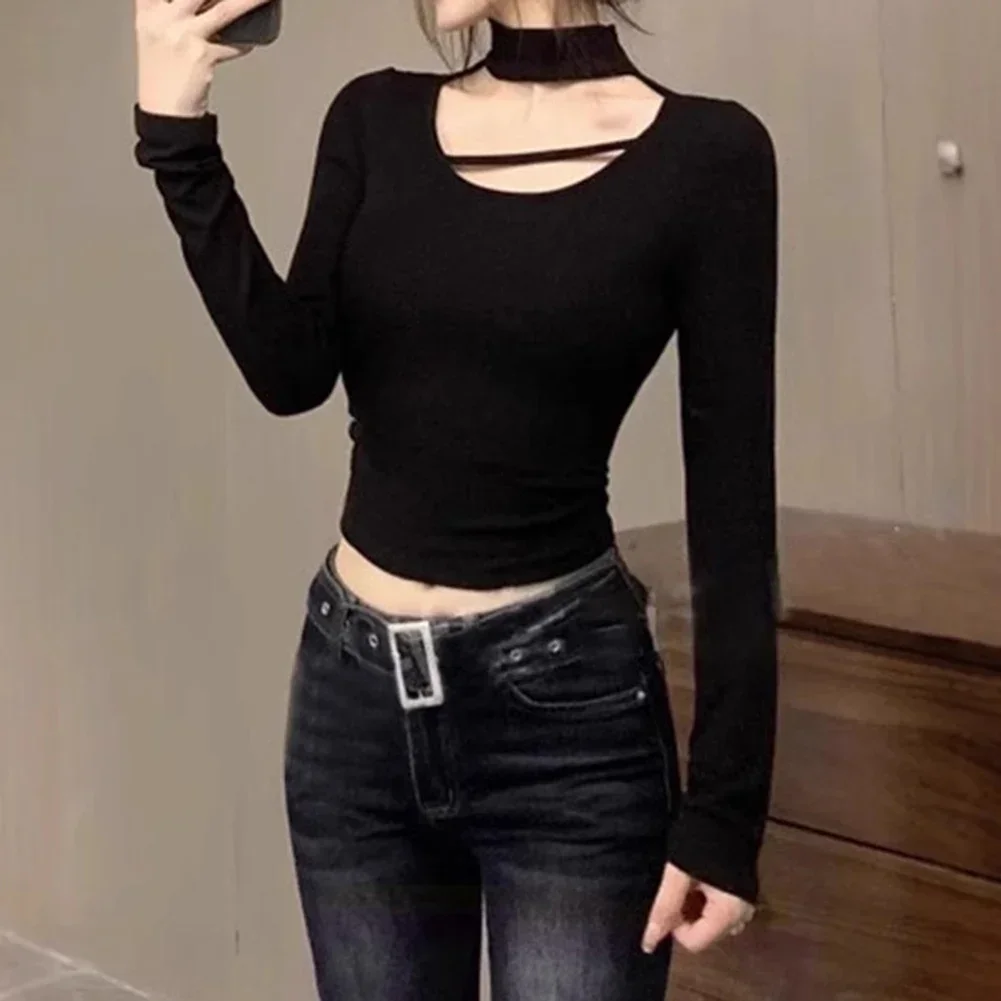

Slim Fit TShirts Halter Neck Shirts Black Color Casual Wear Home Use Vacation Tops White Color All Seasons Wear