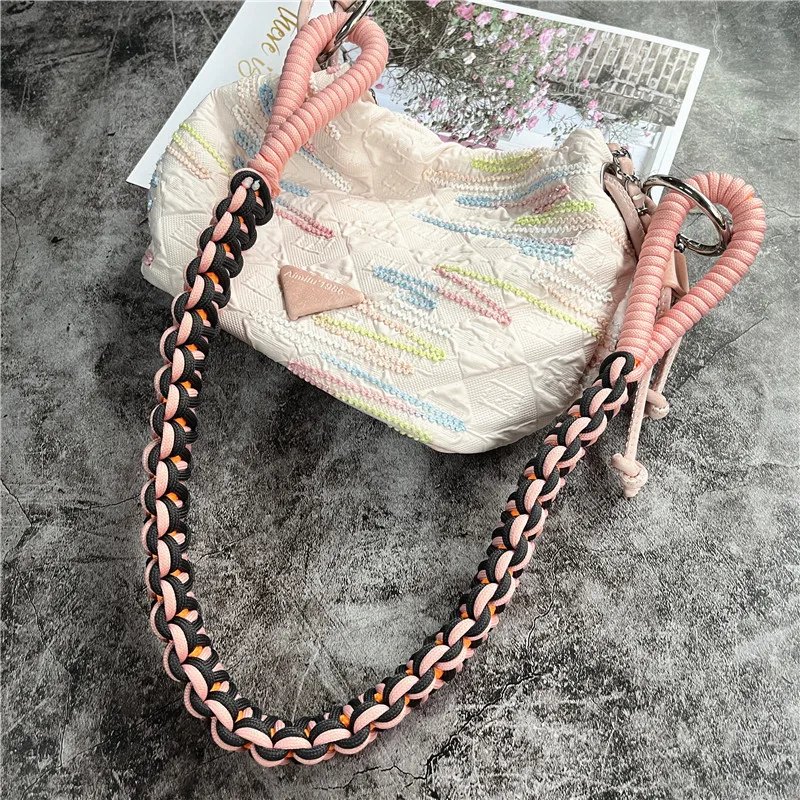 Shoulder Bag for Mobile Phone Lanyard Braided Strap Widen Hand Strap Contrast Bag Accessories Premium Lanyards Universal Rope