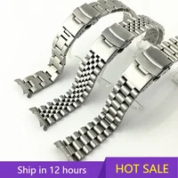 20mm 22mm para Seiko banda de acero inoxidable sólido correa deportiva para hombres Srpd Skx007/Skx009 SRPD63K1 pulsera de extremo curvado Jubilee