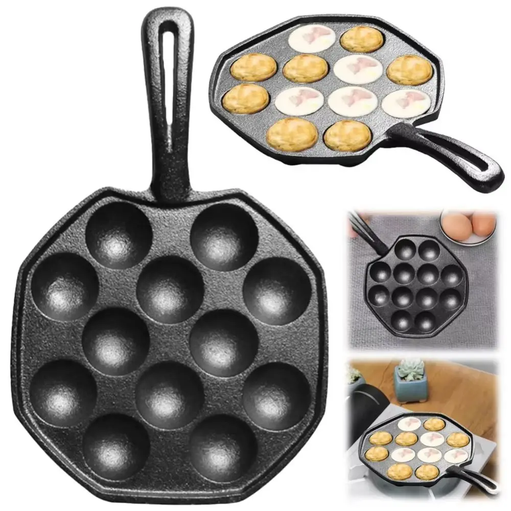 

12 Holes Octopus Baking Mold DIY Non-Stick Octopus Ball Maker Cooking Grill Durable Takoyaki Grill Pan Plate Home Cooking