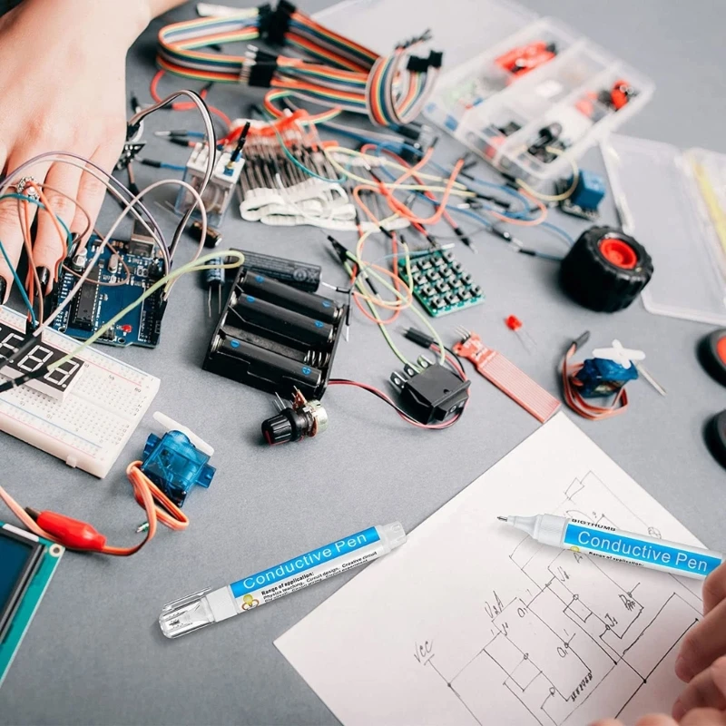 Penne conduttive per riparazione del circuito penna conduttiva penna per vernice conduttiva per progettazione del circuito insegnamento fisica istruzione