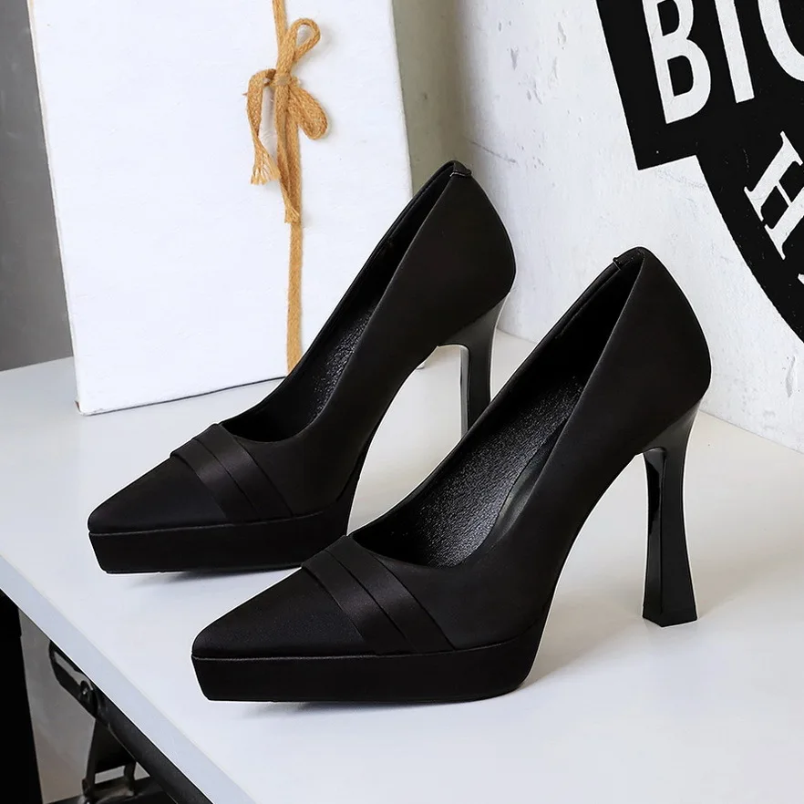 BIGTREE Extreme Spring Pointed Toe Platform Pumps Woman Fashion Thin Heels Elegant Wedding Ladies Shoes Zapatillas De Mujer