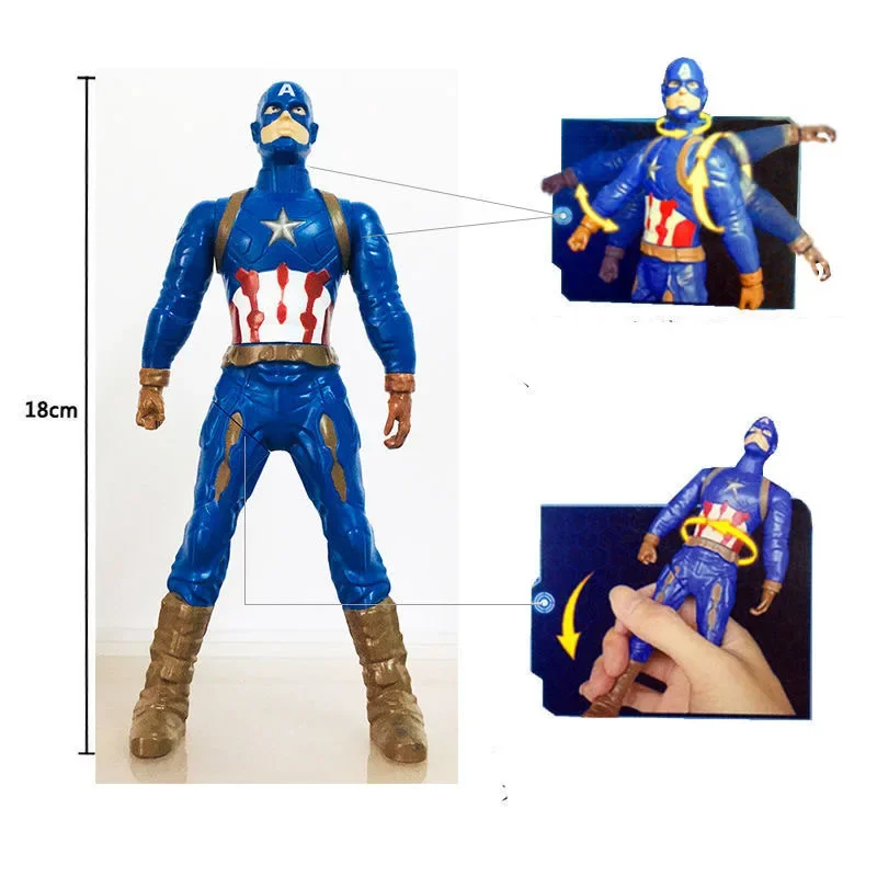 Disney-Marvel Figuras de Ação Anime, Brinquedos Modelo, Articulações Móveis PVC, Homem-Aranha, Hulk, Ironman, Coleção Boneca Rotativa, 18cm