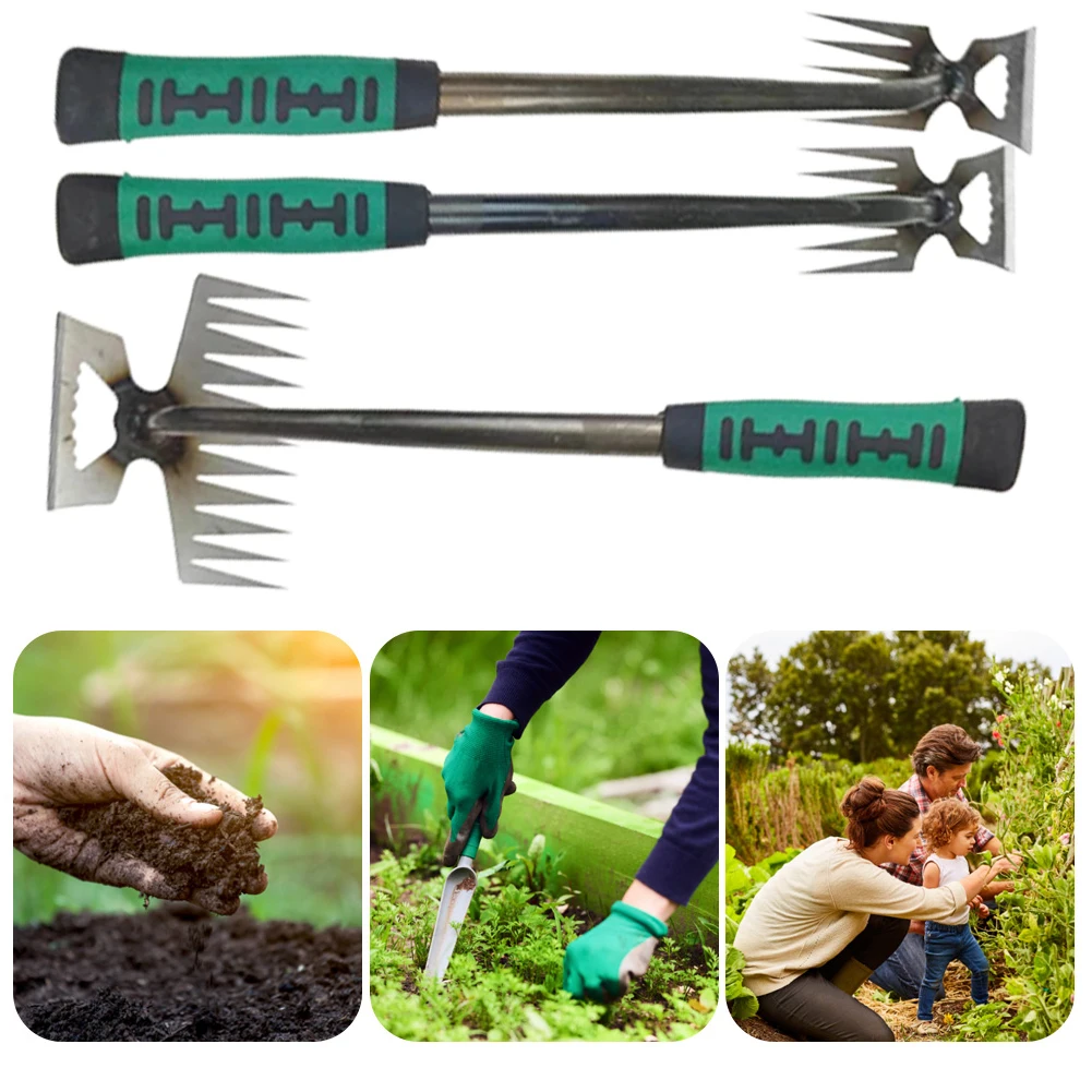 5/6/11Teeth Weed Remover Powerful Weed Puller Shovel Multifunctional Garden Rake Weeding Removal Hoe for Backyard Soil Loosening