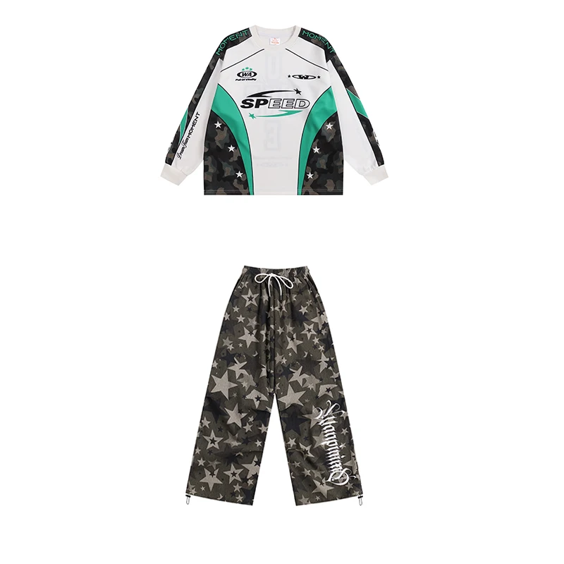 2025 Nuovi bambini Costumi di performance di danza Hip Hop per ragazzi Camicie larghe Pantaloni mimetici Vestito Ragazze Jazz Dance Wear DQS20807