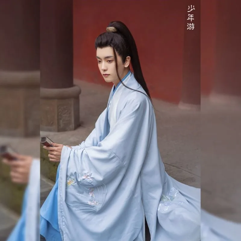 Costume d'été complet Hanfu pour homme style Weijin, tenue de fée, de savant ou de chevalier ancien