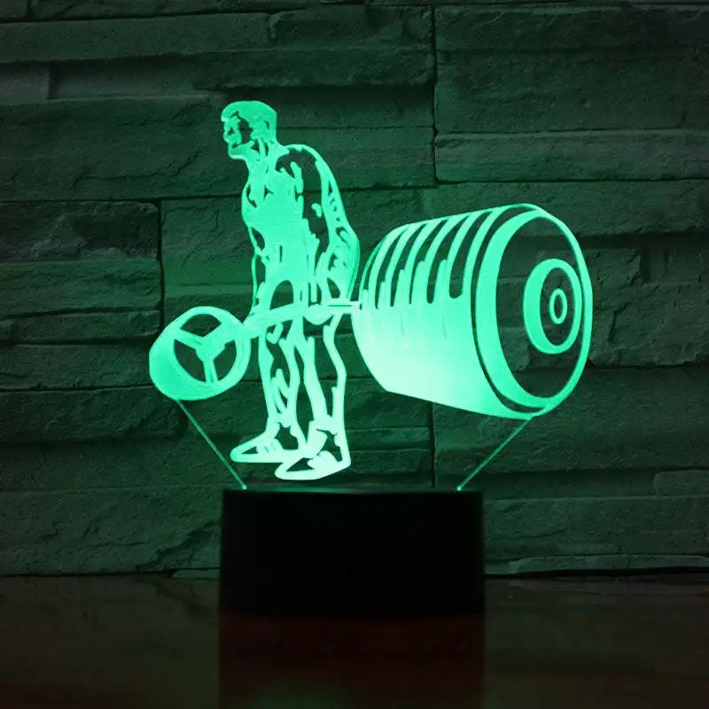 Imagem -02 - Lift Pesos Led Night Light Multicolor Gradiente Lâmpada 3d Luz Ambiente para Mesa Decoração do Quarto Presente para Amigos 3d