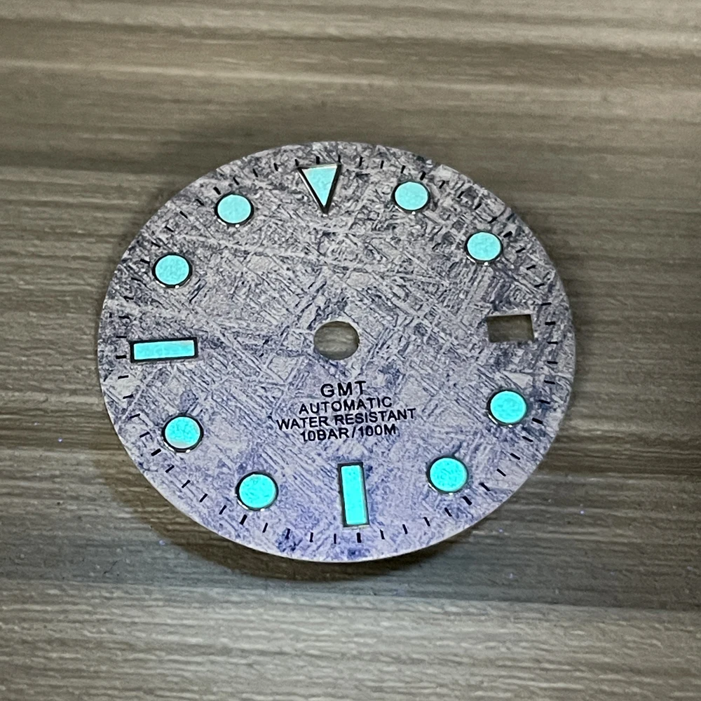 NH34A Movement GMT Watch Dial Strong Blue Luminous 29mm Modified Accessory Dial For NH34 Automatic Movement Parts Replacement