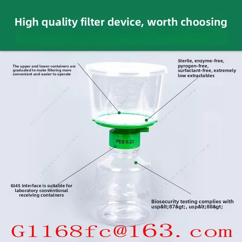 250/500/1000ml Laboratory Sterile Vacuum Filtration Device Receiving Bottle with 0.22/0.45um PES Membrane PVDF Bottle Filter