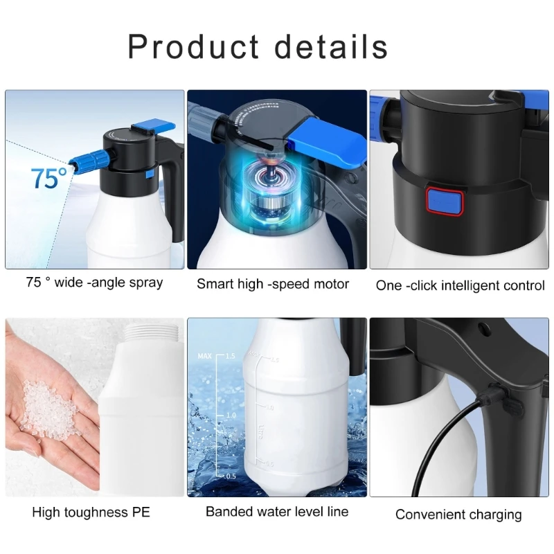 High Pressure Washer Hand-held Pumps Sprayer 1.5L Car Washing Bottle Multi-functional Kettle For Auto Cleaning