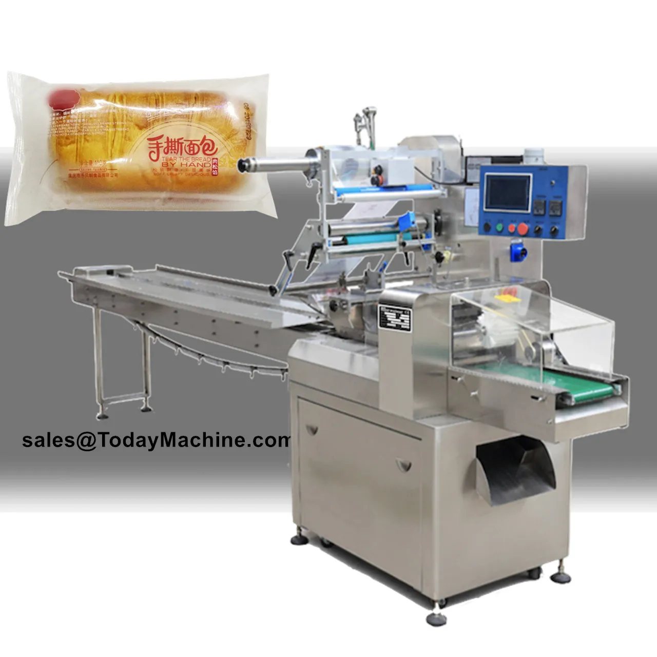 Automatic Horizontal Food Biscuit Bread Stick Flow Wrapping Machine